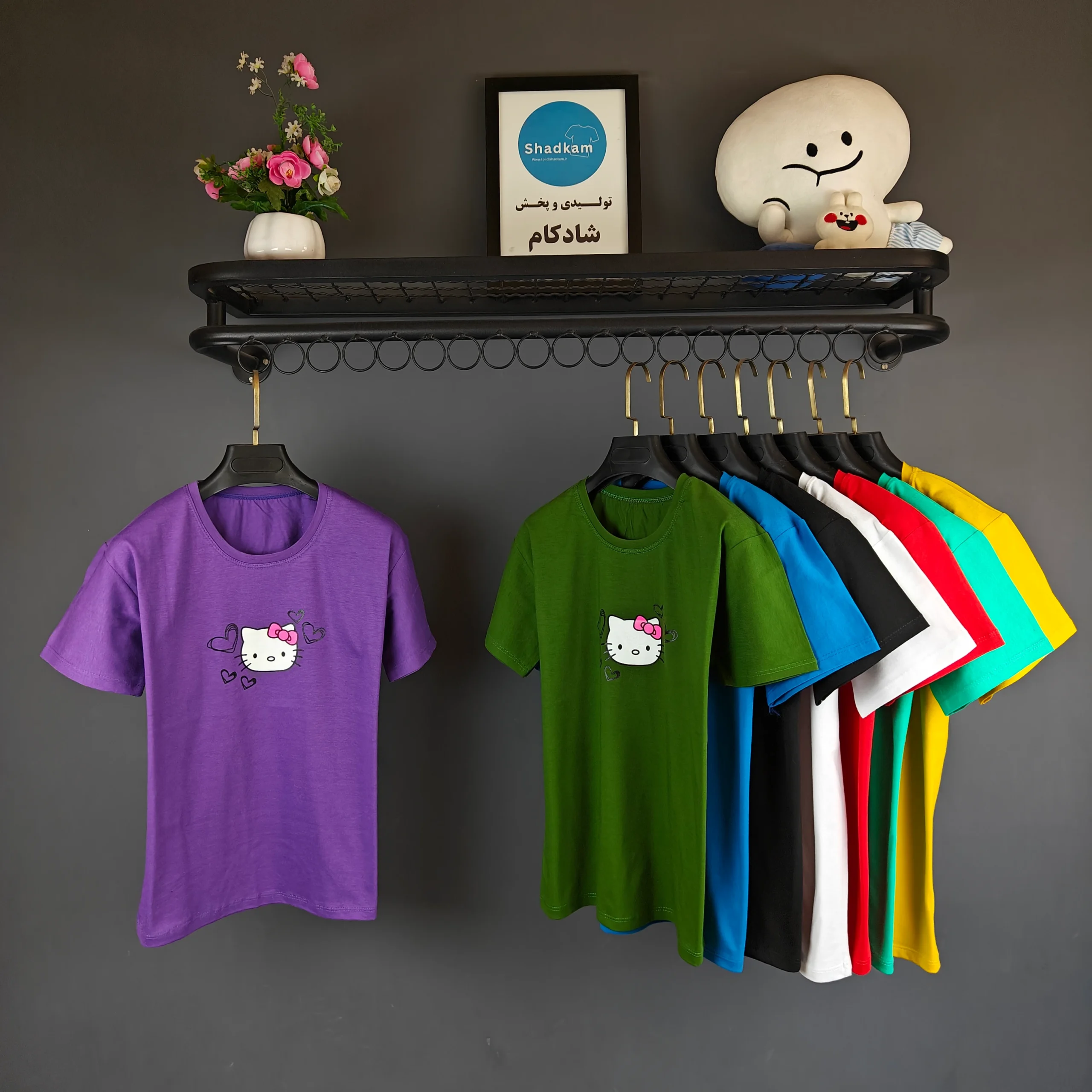 تیشرت نخ پنبه کیتی (L سایز 36 تا 42) پک 8 عددی