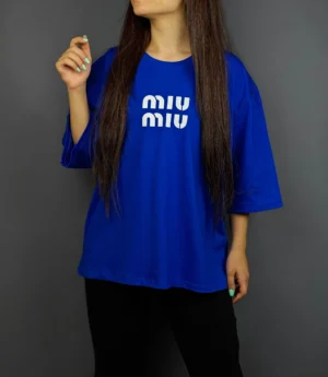 تیشرت باکسی نخ پنبه MIU MIU (سایز بزرگ) پک 10 عددی